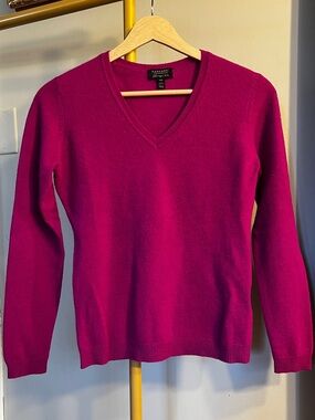 Charter Club Cashmere V-Neck Sweater - Fuchsia